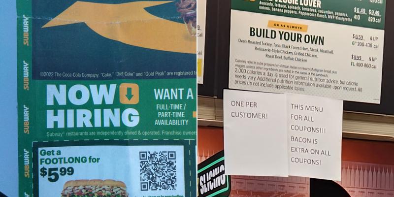SUBWAY Menu