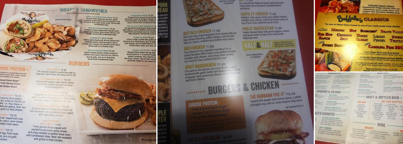 Buffalo's Cafe Menu