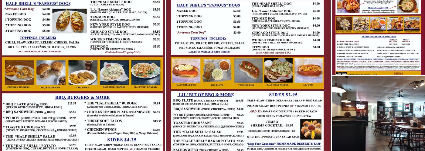 The Half Shell Menu