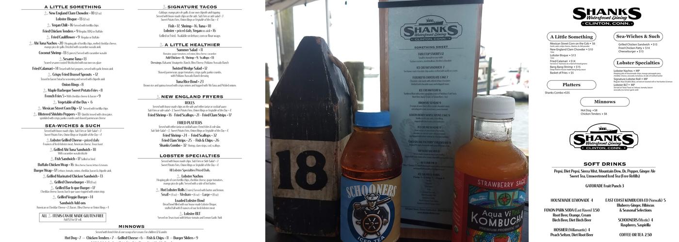 Shanks Waterfront Dining Menu