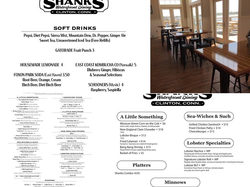 Shanks Waterfront Dining Menu