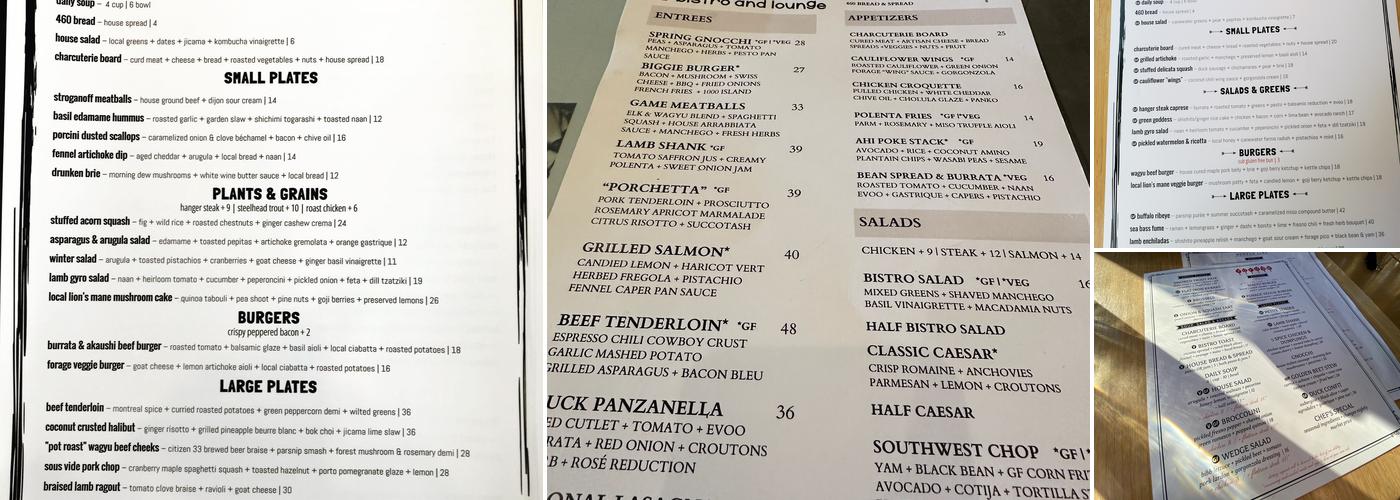 Forage Bistro & Lounge Menu