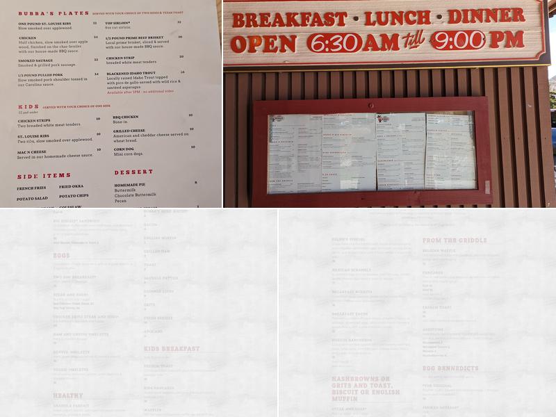 Bubba's Bar-B-Que Restaurant Menu