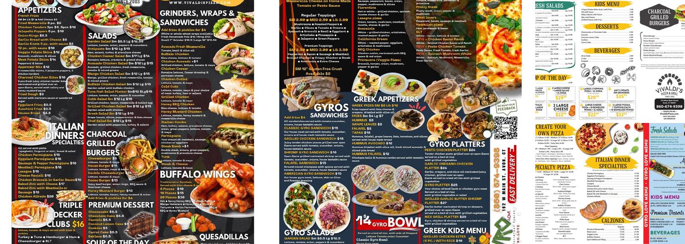Vivaldi's Pizza Menu
