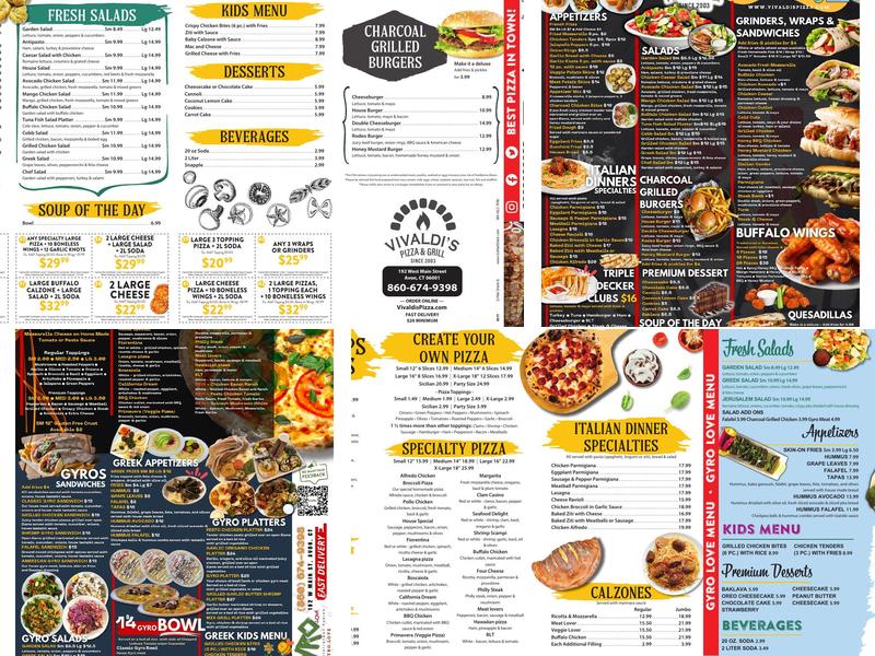 Vivaldi's Pizza Menu
