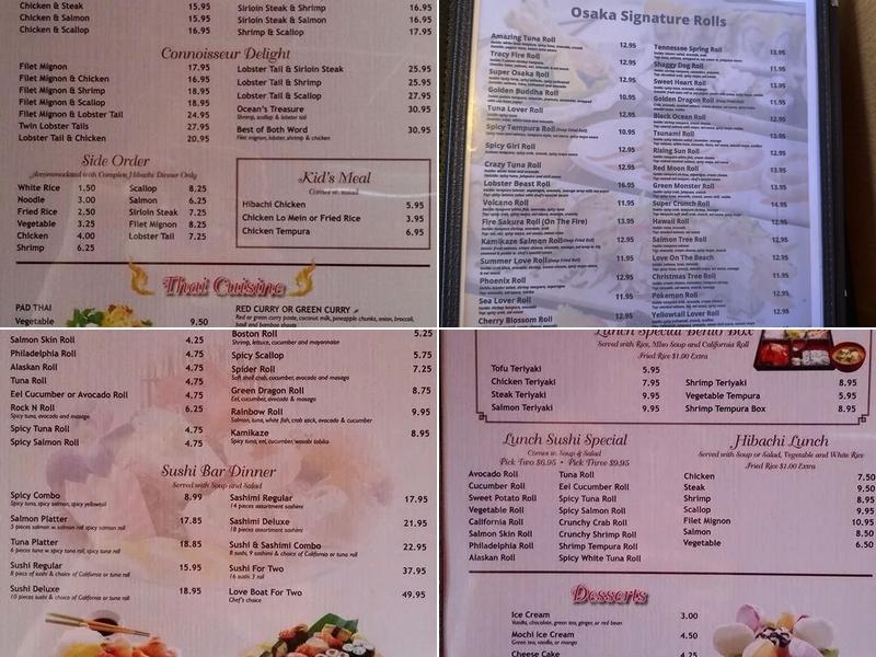 Osaka Menu