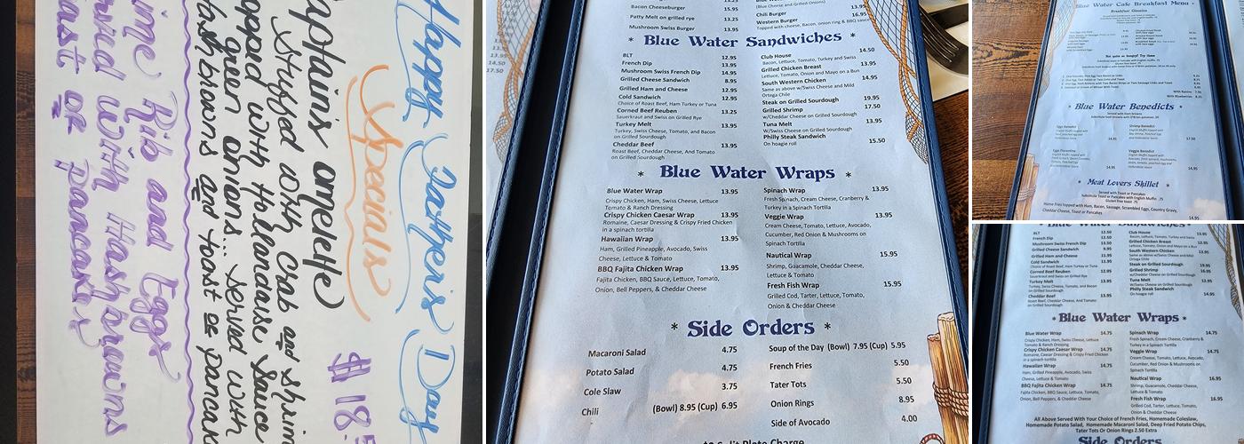 Blue Water Cafe and Lounge Menu