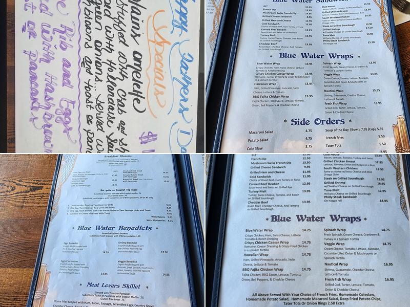 Blue Water Cafe and Lounge Menu