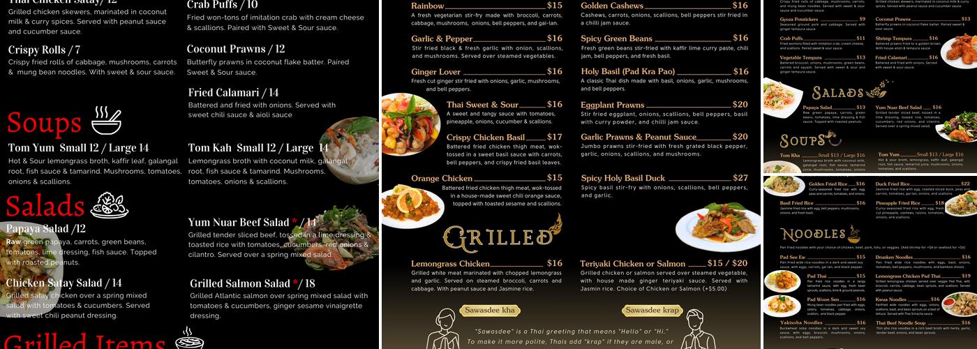 Khun Thai Menu