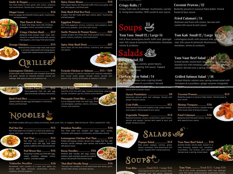 Khun Thai Menu
