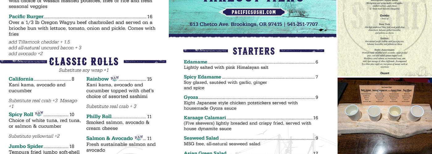 Pacific Sushi & Grill Menu