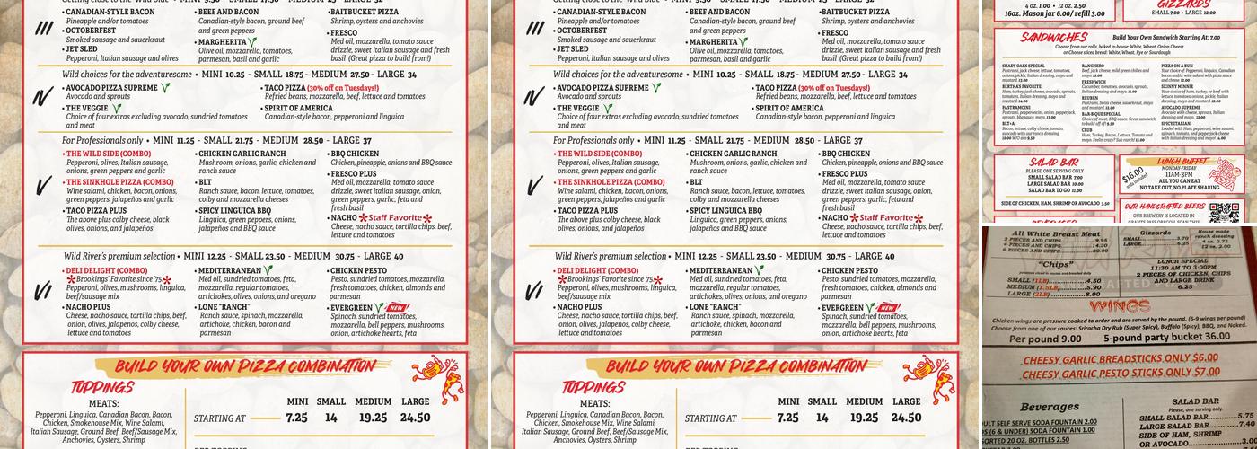Wild River Pizza Menu
