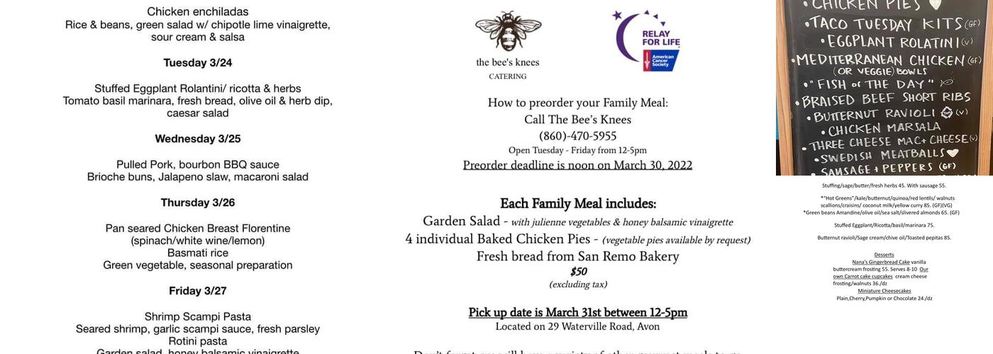 The Bee's Knees Menu