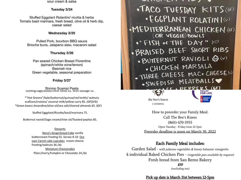 The Bee's Knees Menu