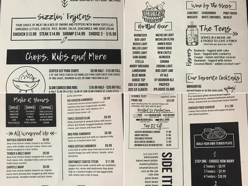 The Oasis Southwest Grill Menu