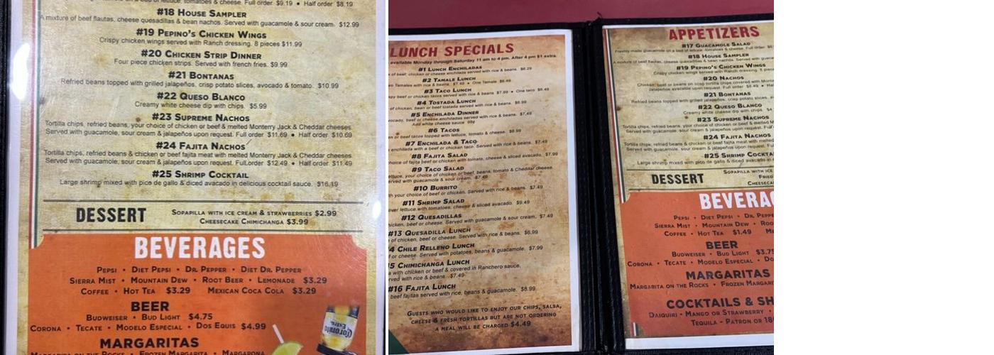 Pepino's Menu