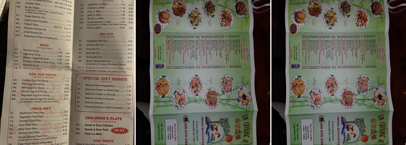 Lin Cuisine Menu