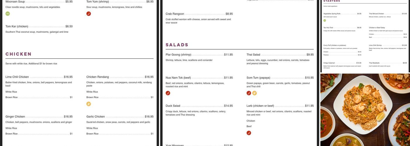 Thai Spice Menu