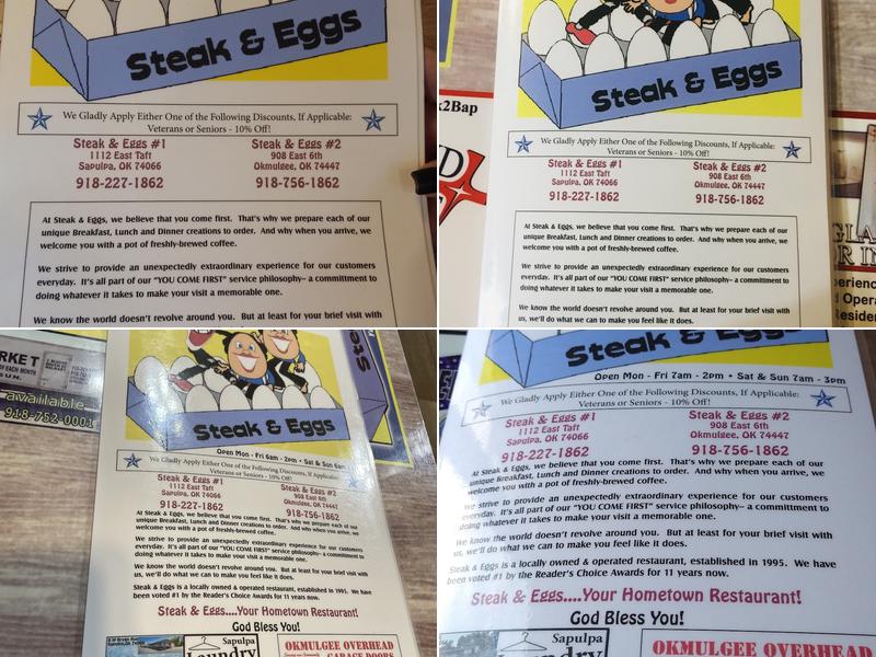 Steak & Eggs Menu