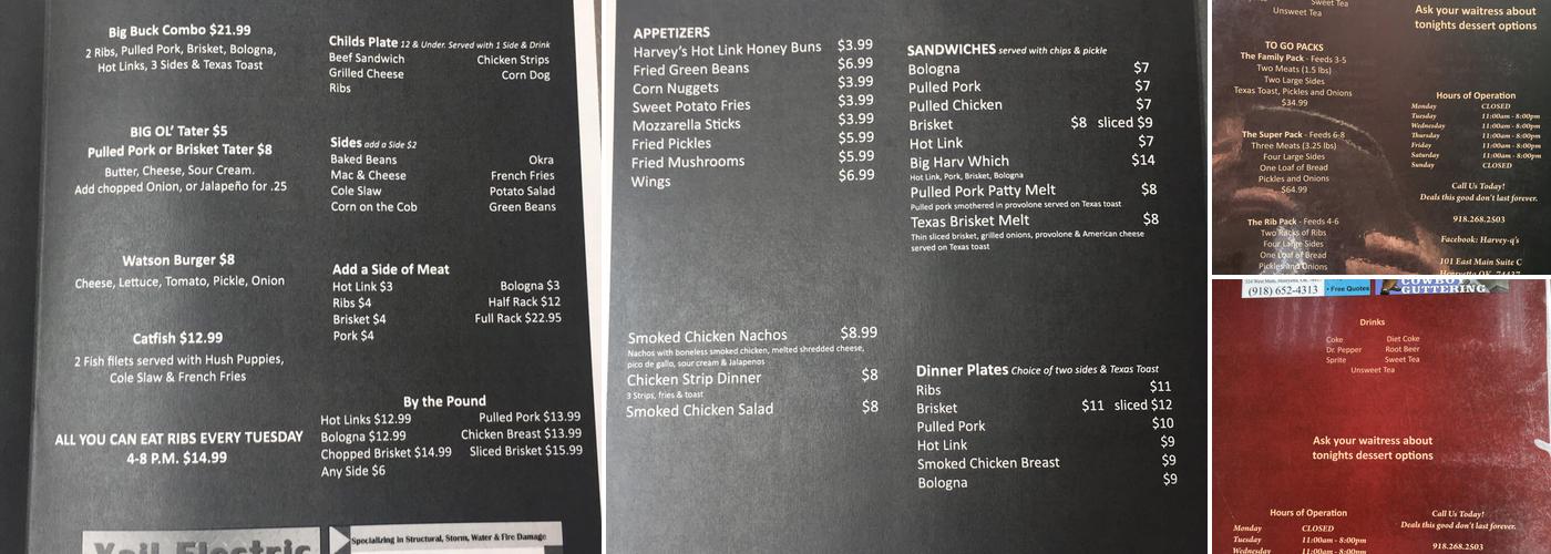 Harvey-Q's Menu