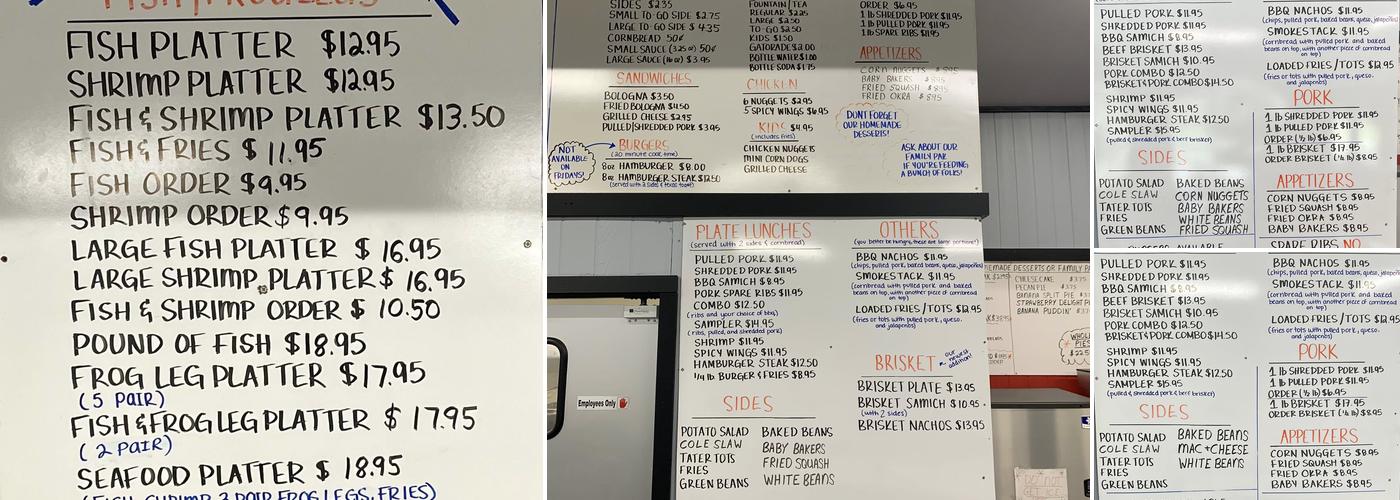 Jim's Barbeque Menu