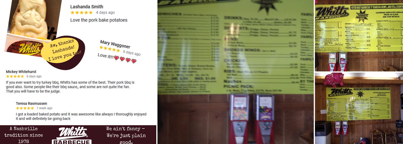 Whitts Barbecue Menu