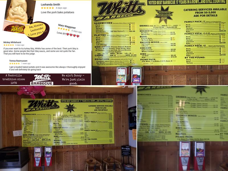 Whitts Barbecue Menu