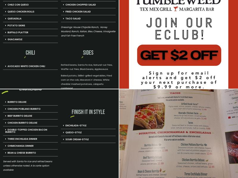 Tumbleweed Tex Mex Grill & Margarita Bar Menu