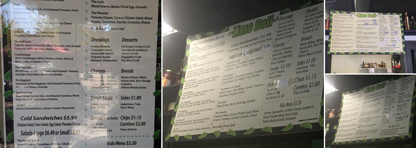 Lime Deli Menu