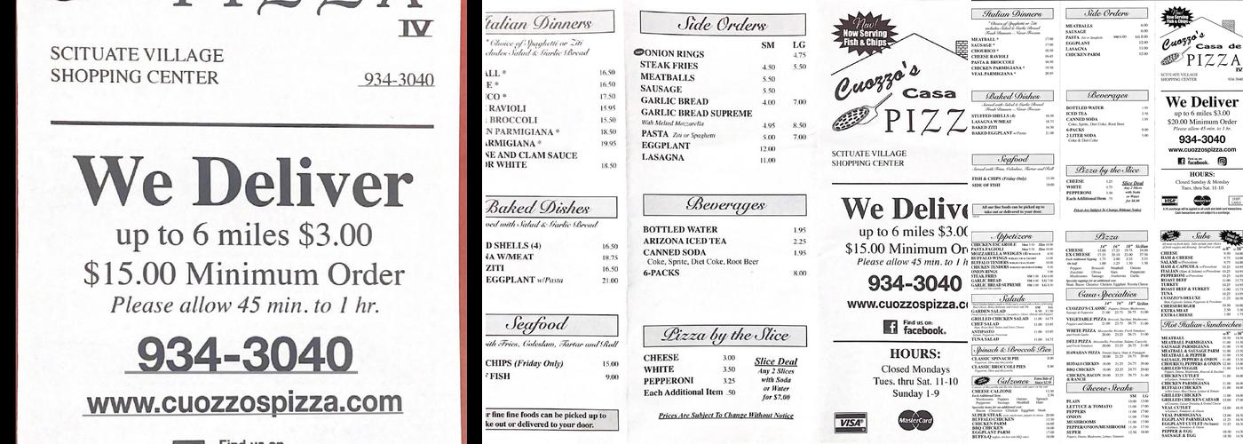 Cuozzo's Pizza & Restaurant Menu