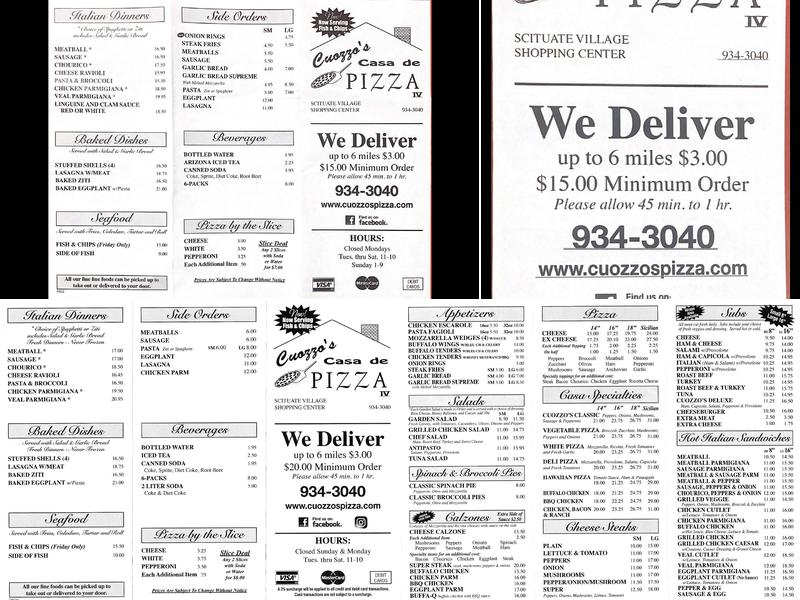 Cuozzo's Pizza & Restaurant Menu