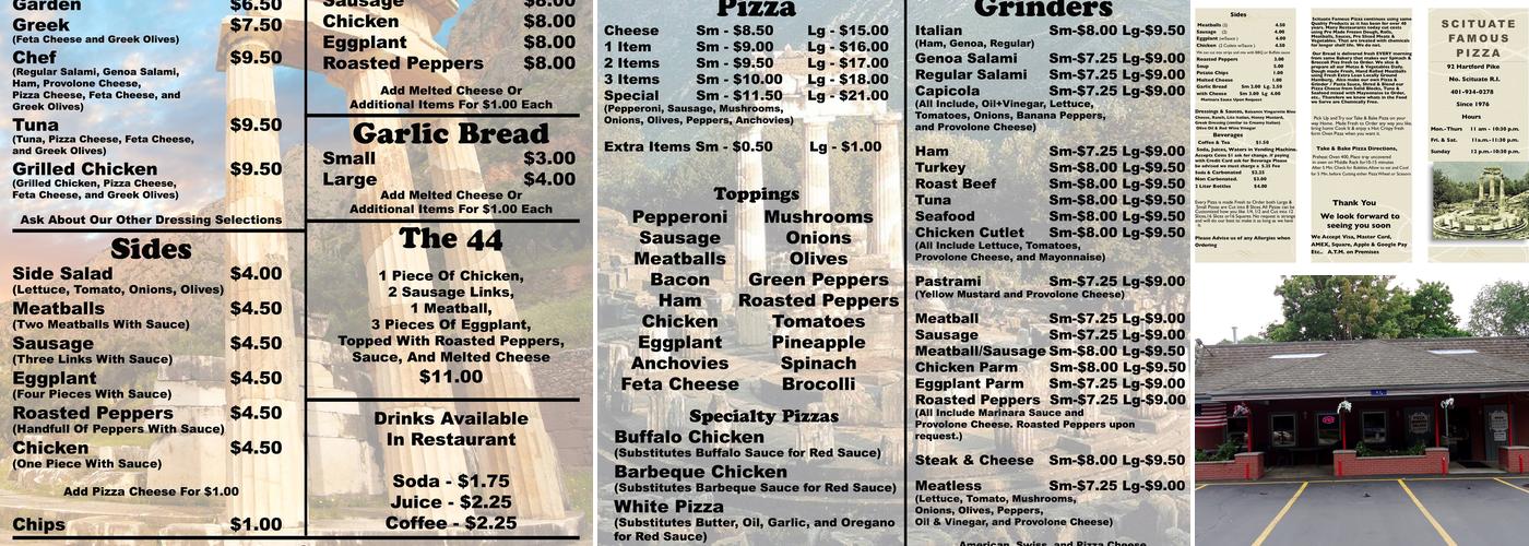 Famous Pizza Menu