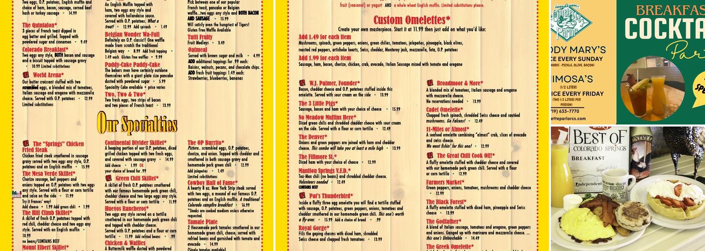 Omelette Parlor Menu