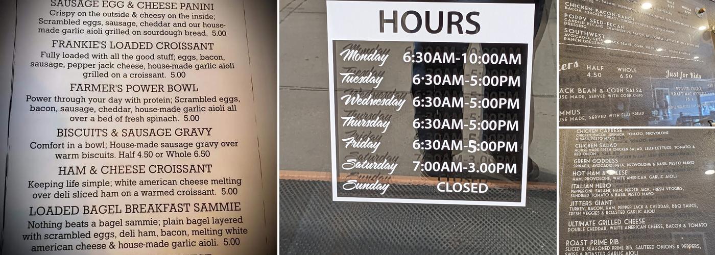 Jitters Coffee House Menu