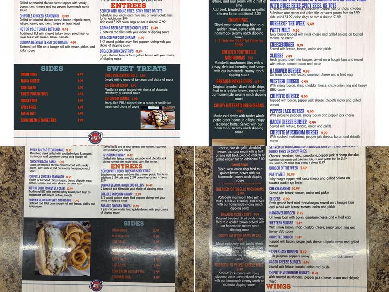 Easy G Sports Grill Menu
