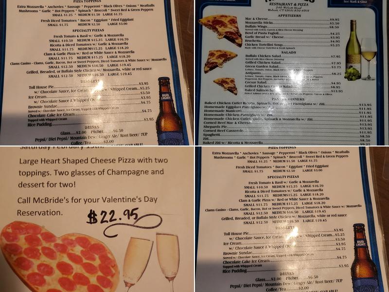 McBrides Restaurant Menu