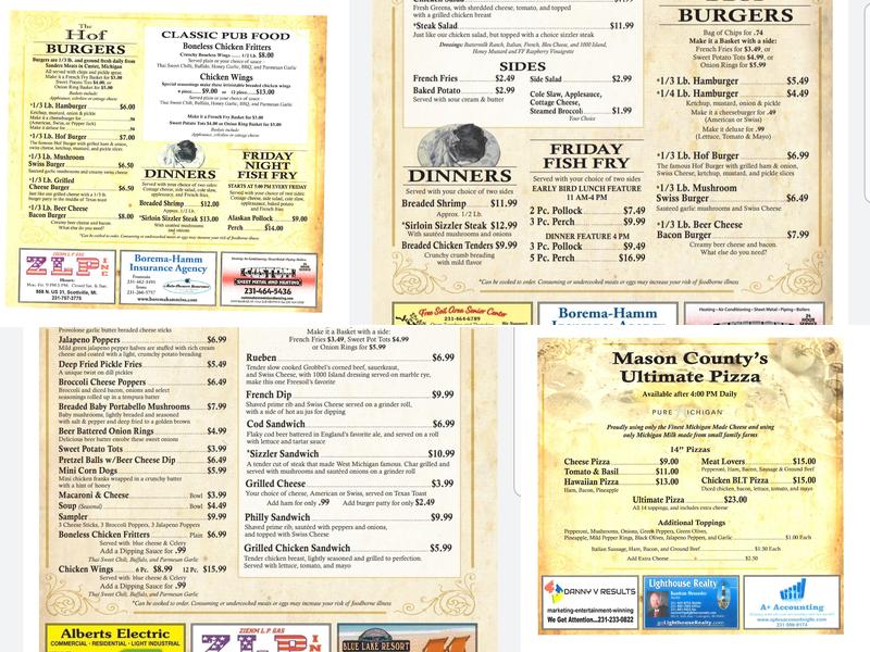 The Hof Bar & Grill Menu