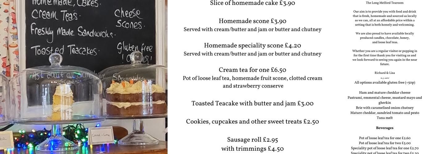 The Long Melford Tea Room Menu
