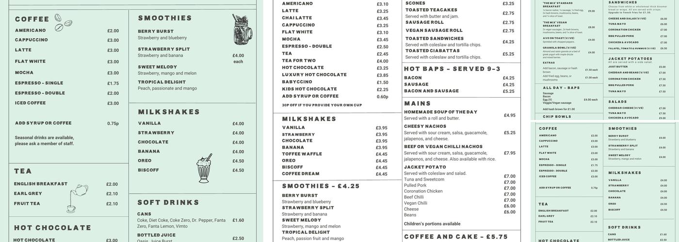 Cabbages & Kings at The Mix Menu