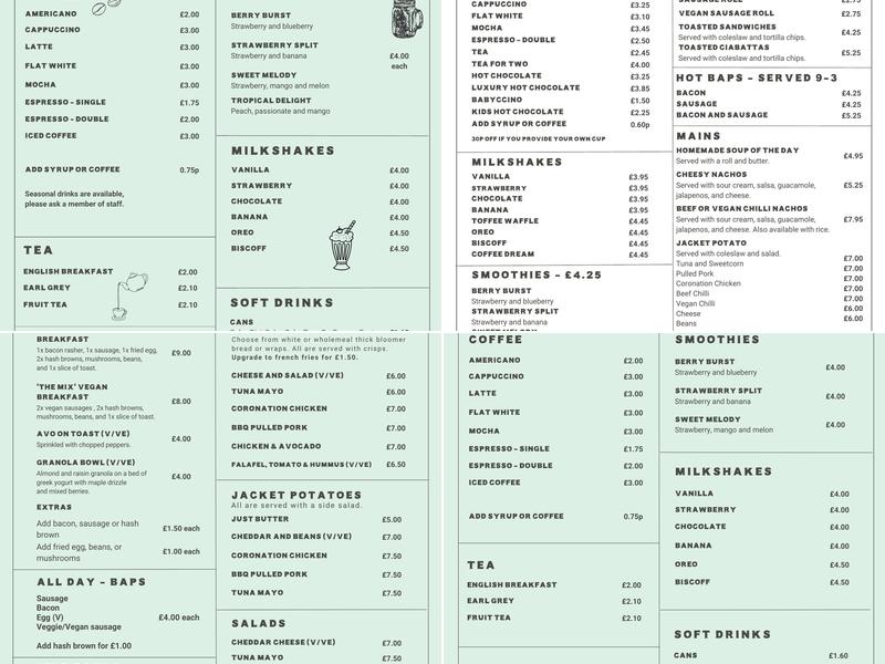 Cabbages & Kings at The Mix Menu