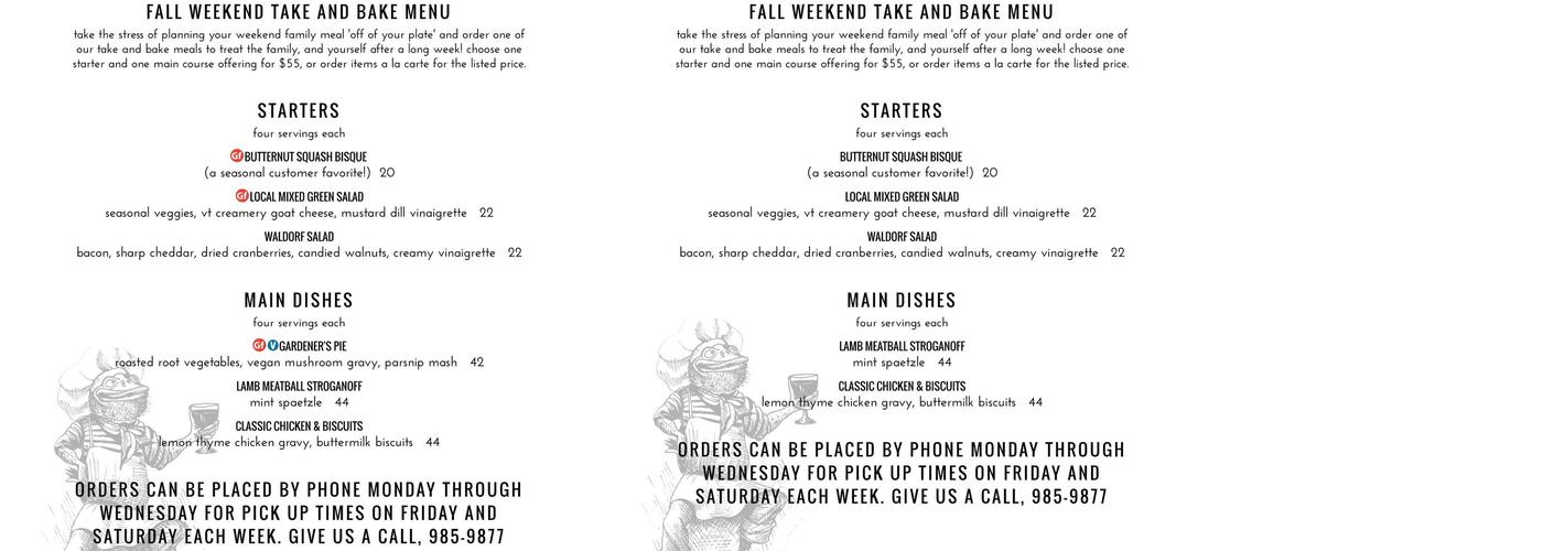 Bearded Frog Menu