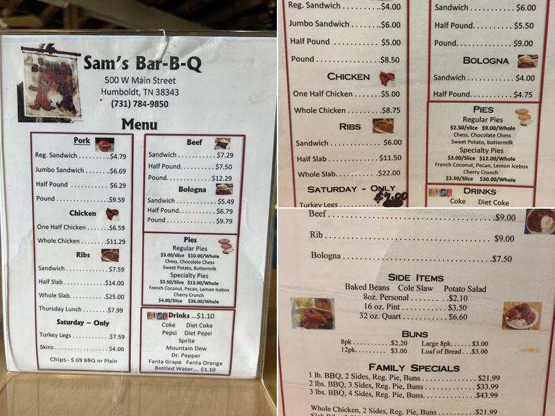 Sam's Bar-B-Q Menu
