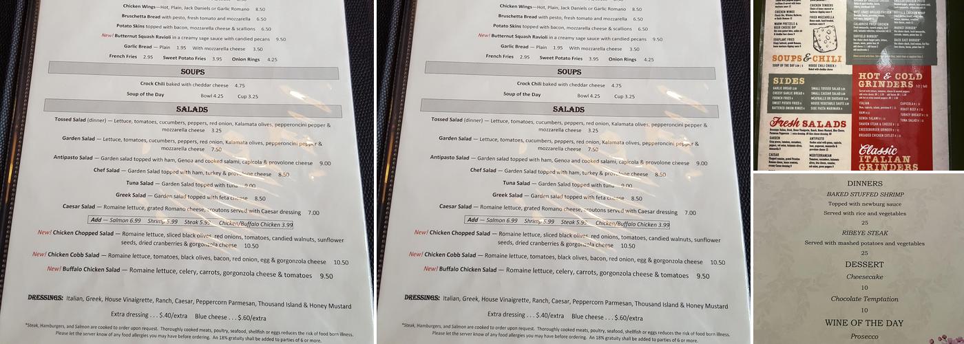 Suffield Pizza and Family Restaurant Menu