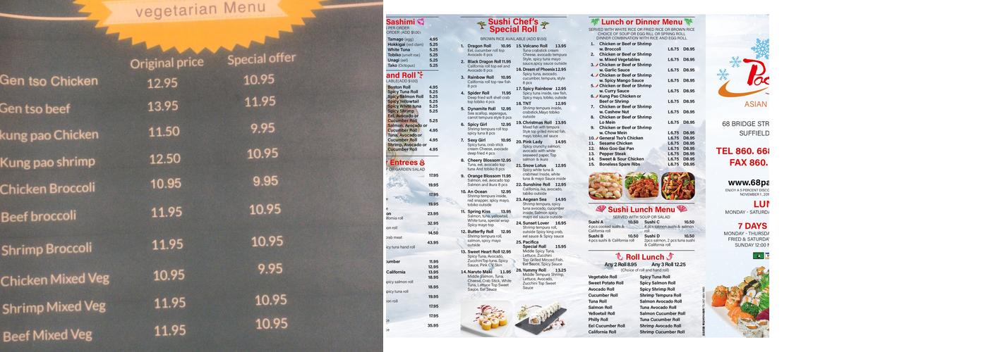 Pacifica Cuisine Menu