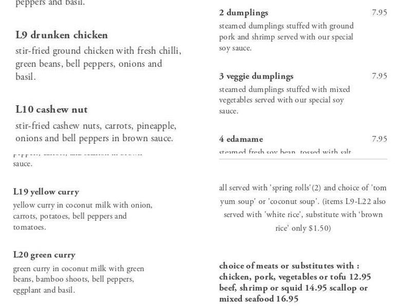 Coco Thai Kitchen Menu