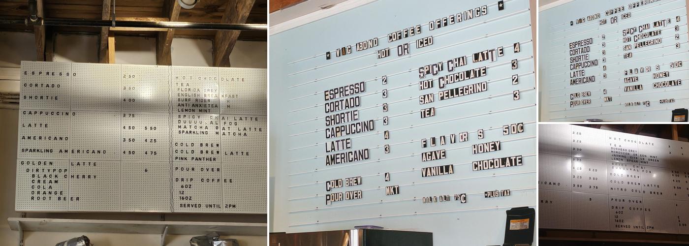 Vagabond Coffee Menu
