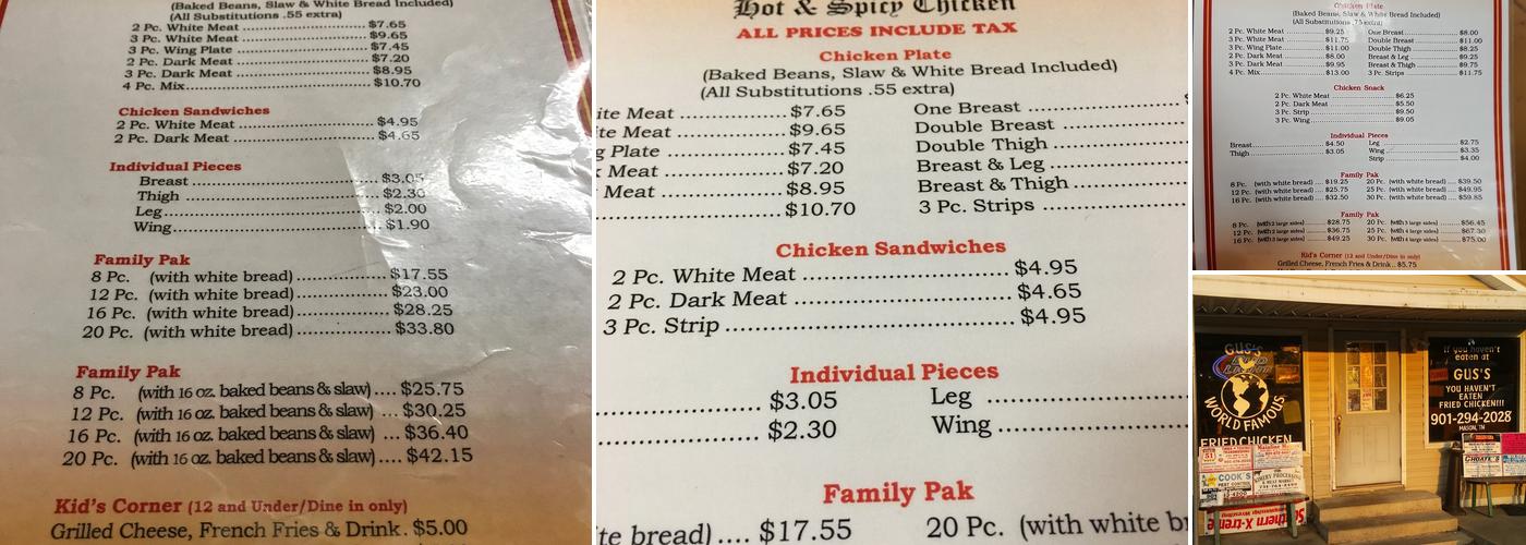 Gus's World Famous Fried Chicken Menu
