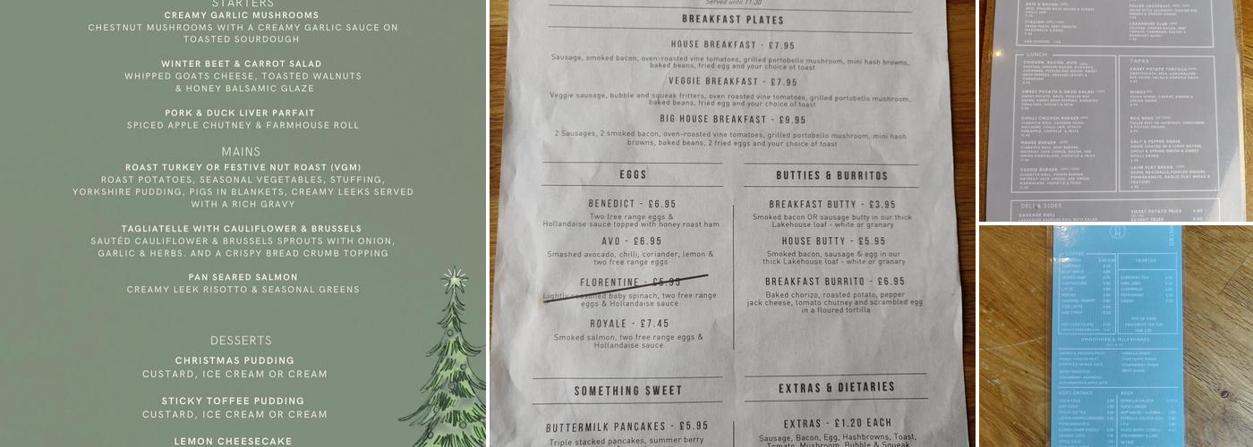 The Lakehouse Cafe Menu