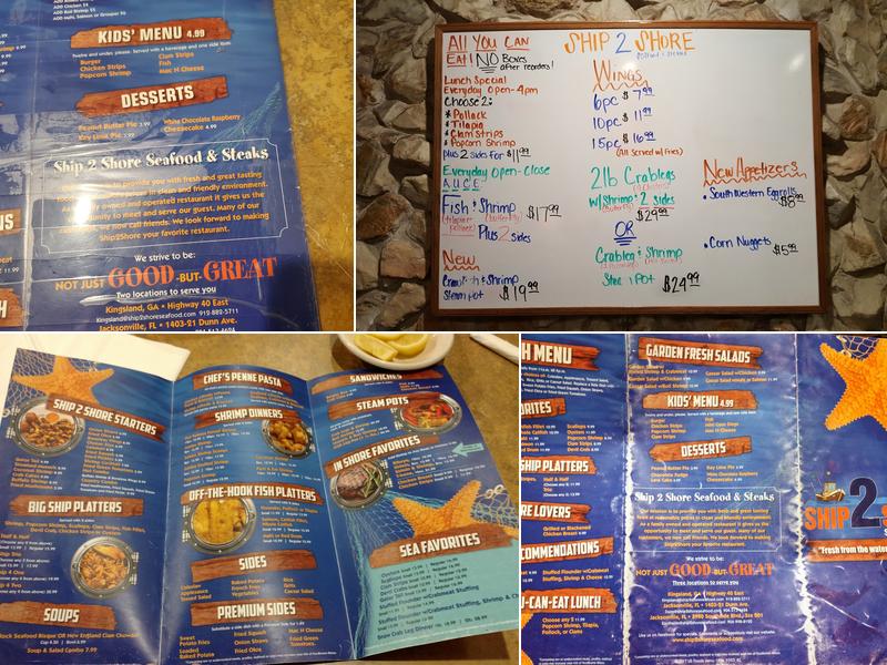 Ship 2 Shore Seafood & Steaks Menu
