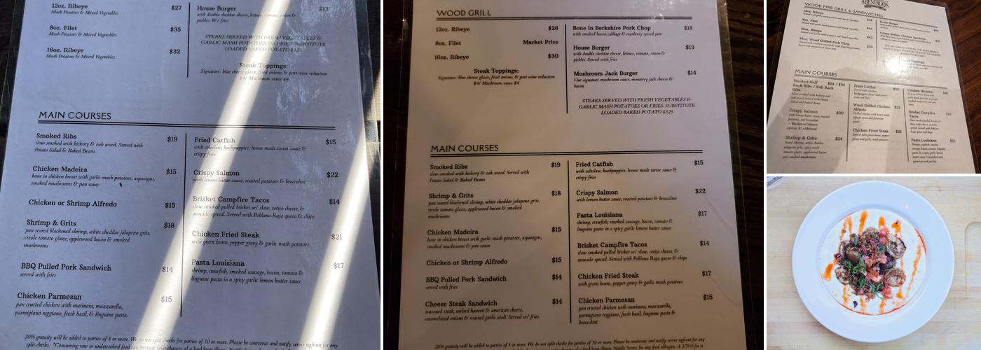 Abendigo's Menu
